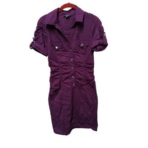 XOXO Vintage Maroon Shirt Dress Button Up Size M Y2K